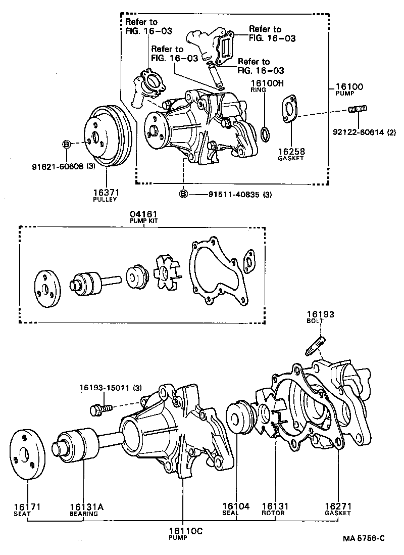 16110-19035 PUMP ASSY, WATER, W/O COVER product image
