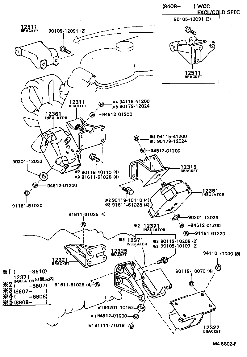 12322-68010 BRACKET, ENGINE MOUNTING, REAR NO.2 product image