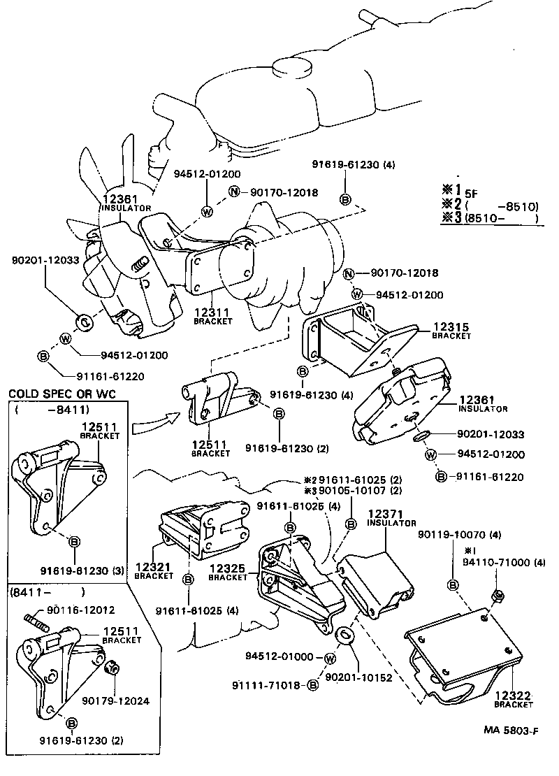 12322-68010 BRACKET, ENGINE MOUNTING, REAR NO.2 product image