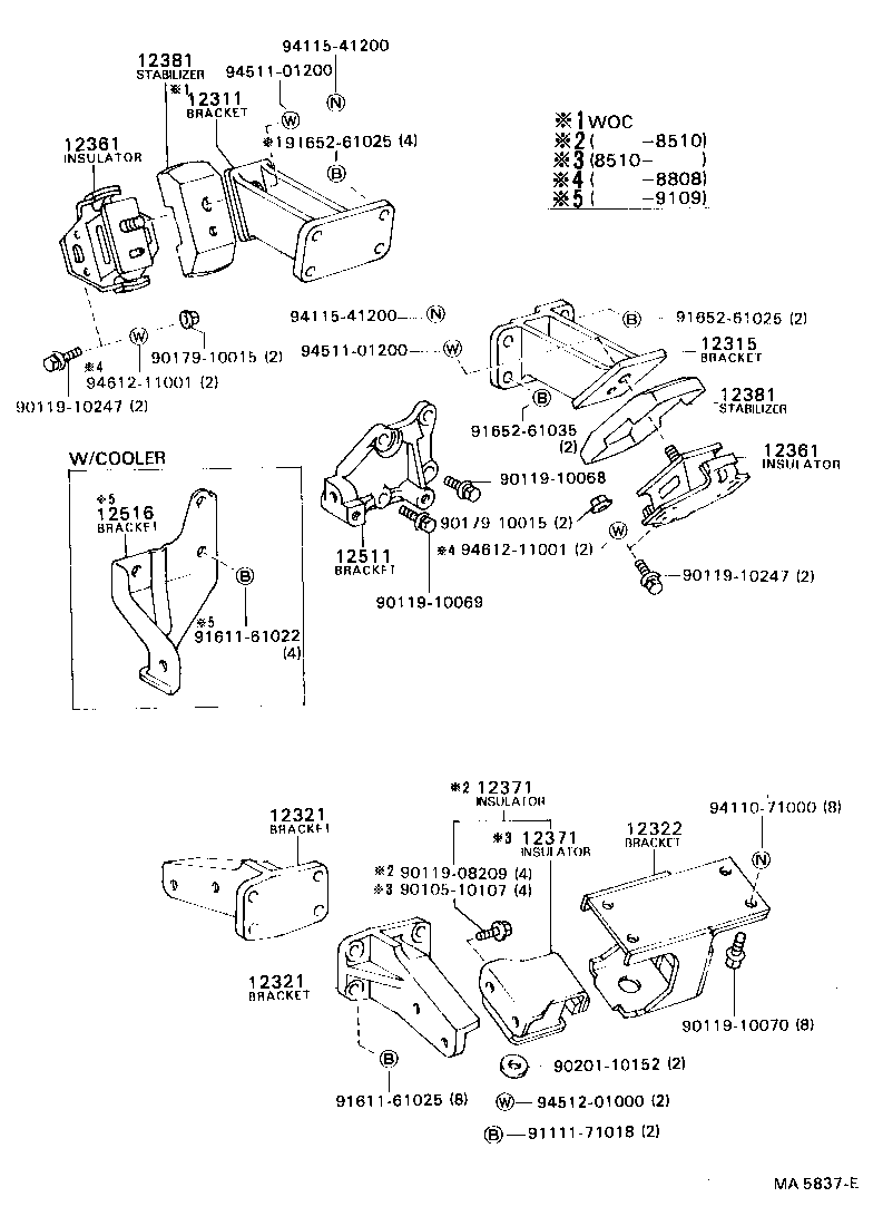 12322-68010 BRACKET, ENGINE MOUNTING, REAR NO.2 product image