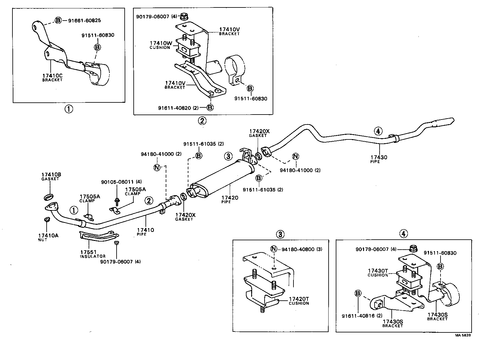17571-68040 BRACKET, EXHAUST PIPE FRONT (FOR FRONT) product image
