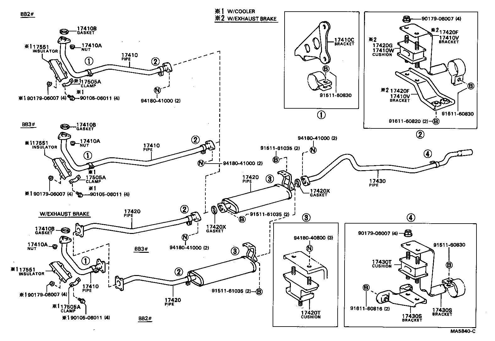 17571-68040 BRACKET, EXHAUST PIPE FRONT (FOR FRONT) product image