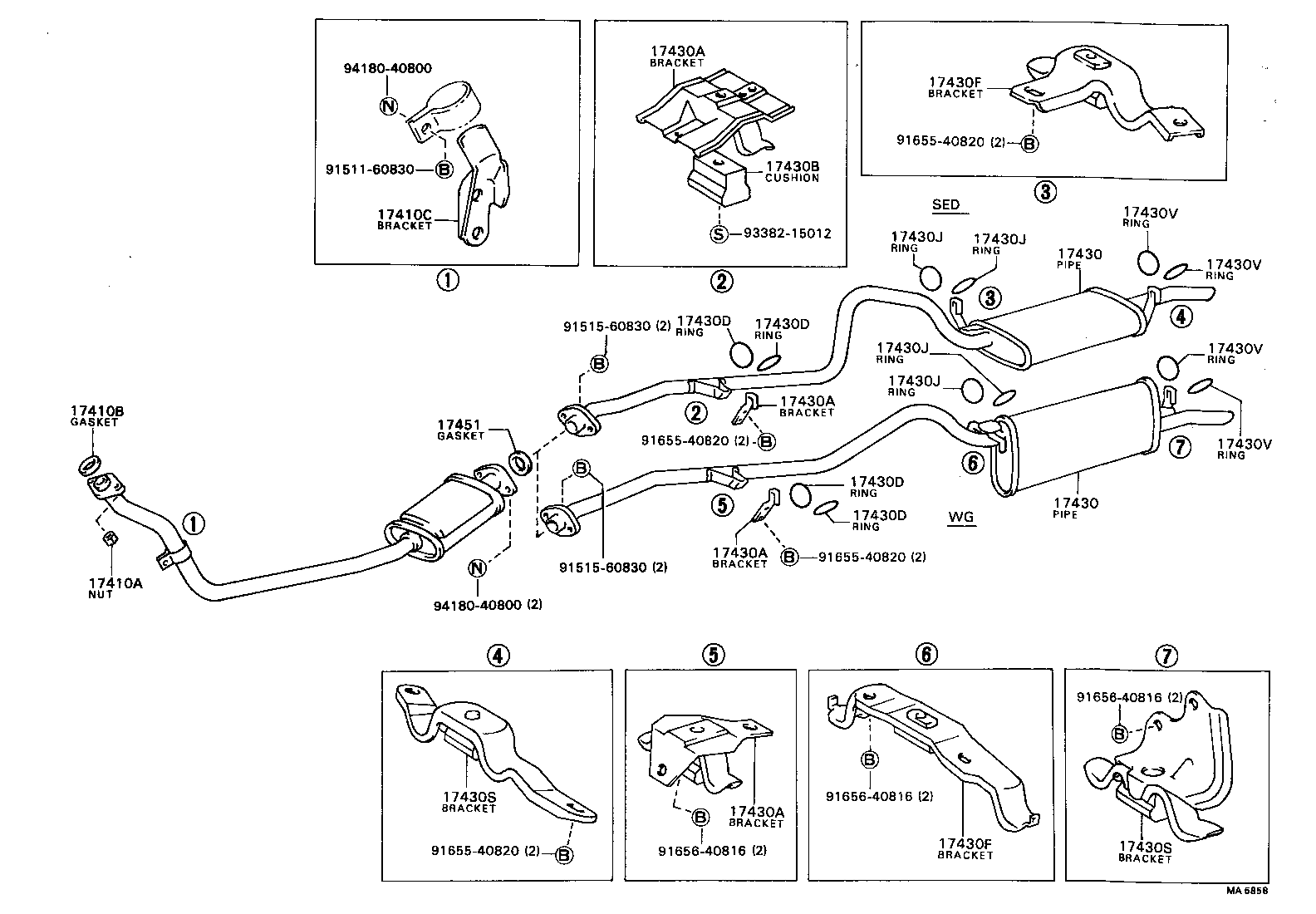 17570-72010 BRACKET, EXHAUST PIPE FRONT (FOR FRONT) product image