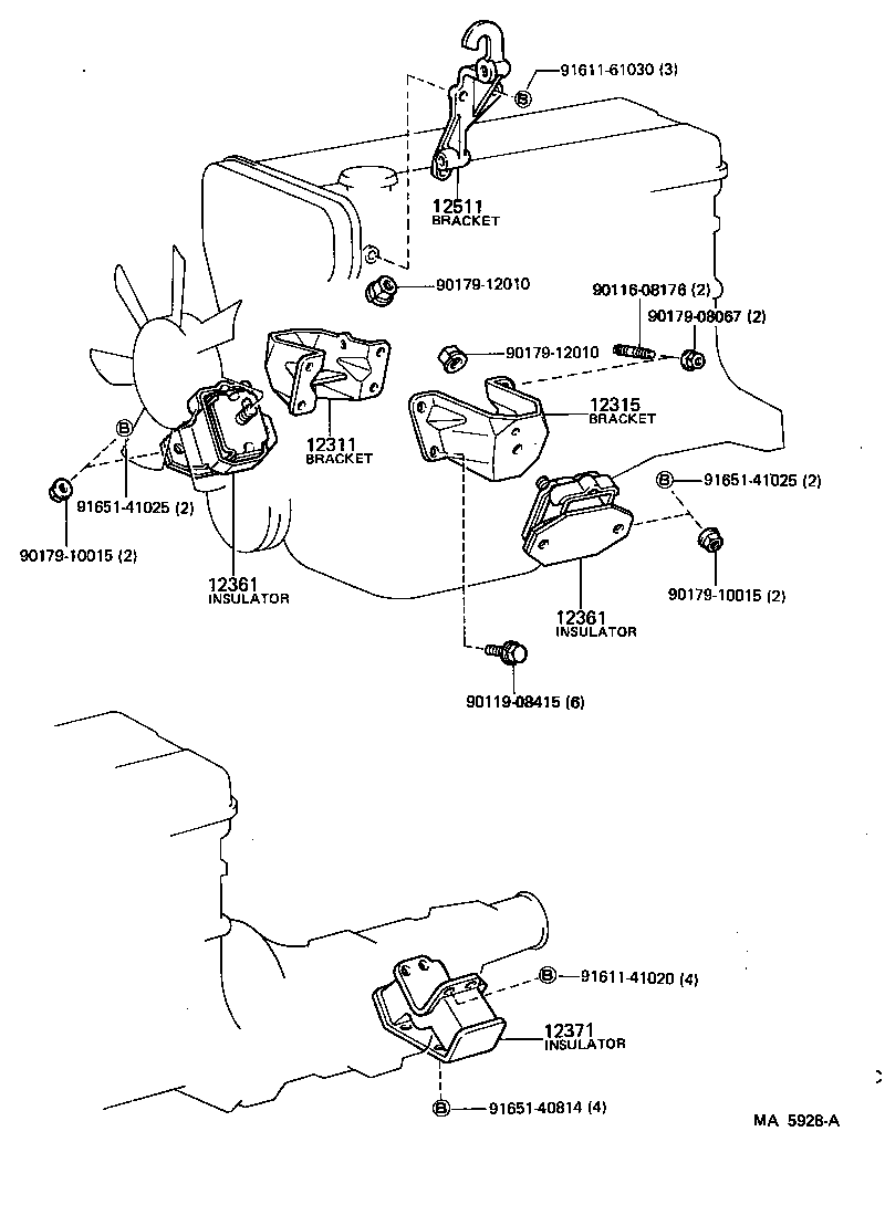 12315-88301 BRACKET, ENGINE MOUNTING, FRONT NO.1 LH product image