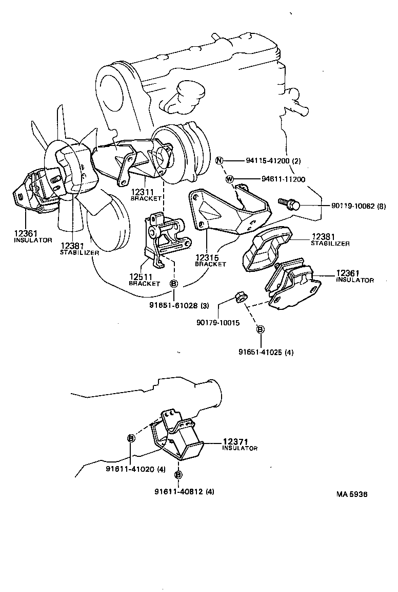 12311-72010 BRACKET, ENGINE MOUNTING, FRONT NO.1 RH product image
