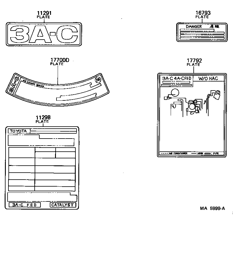 Toyota 11293-15061 PLATE, ENGINE CAUTION