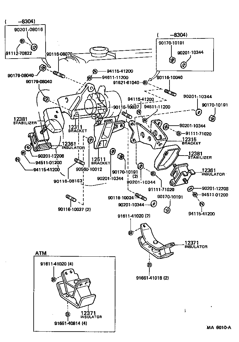 Toyota 12311-25061 BRACKET, ENGINE MOUNTING, FRONT NO.1 RH