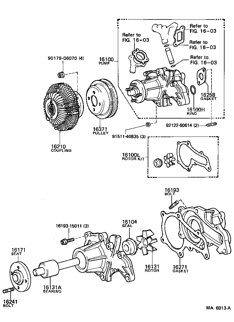 Toyota 16100-28030 PUMP ASSY, ENGINE WATER