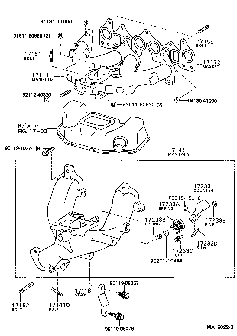 Toyota 17141-28030 MANIFOLD, EXHAUST