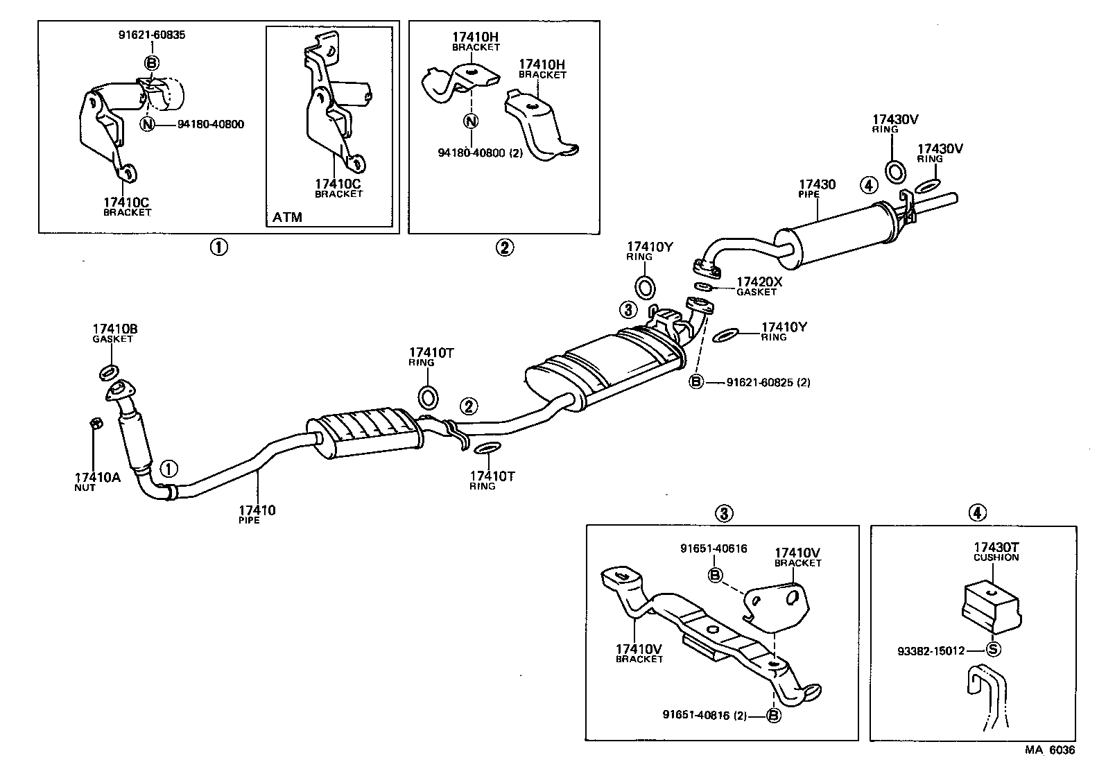 17430-41250 PIPE ASSY, EXHAUST, TAIL product image