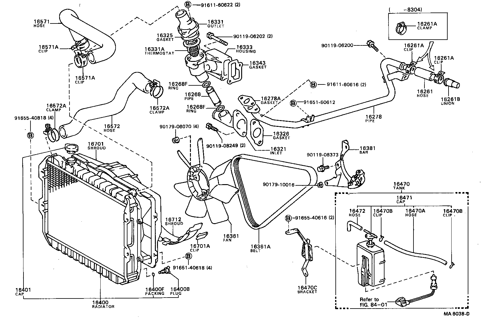 16261-54020 HOSE, WATER BY-PASS product image