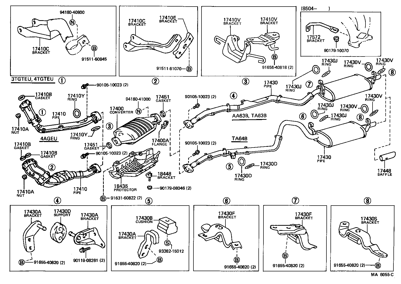 17410-70020 PIPE ASSY, EXHAUST, FRONT product image
