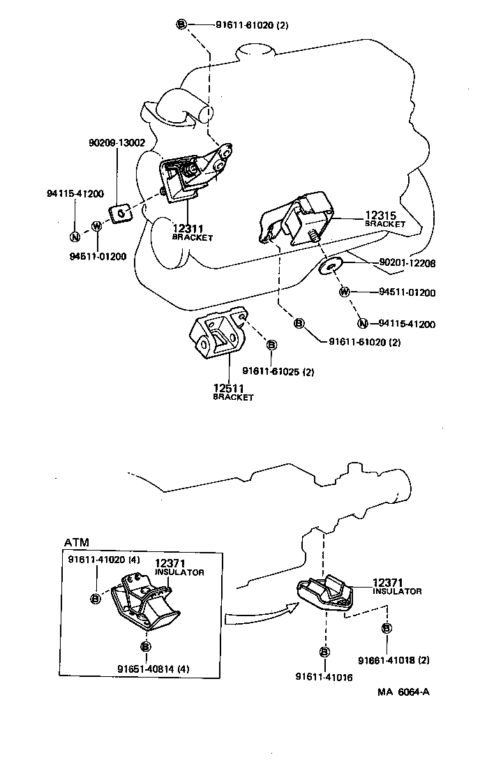 12301-19025 BRACKET, ENGINE MOUNTING, FRONT NO.1 RH product image