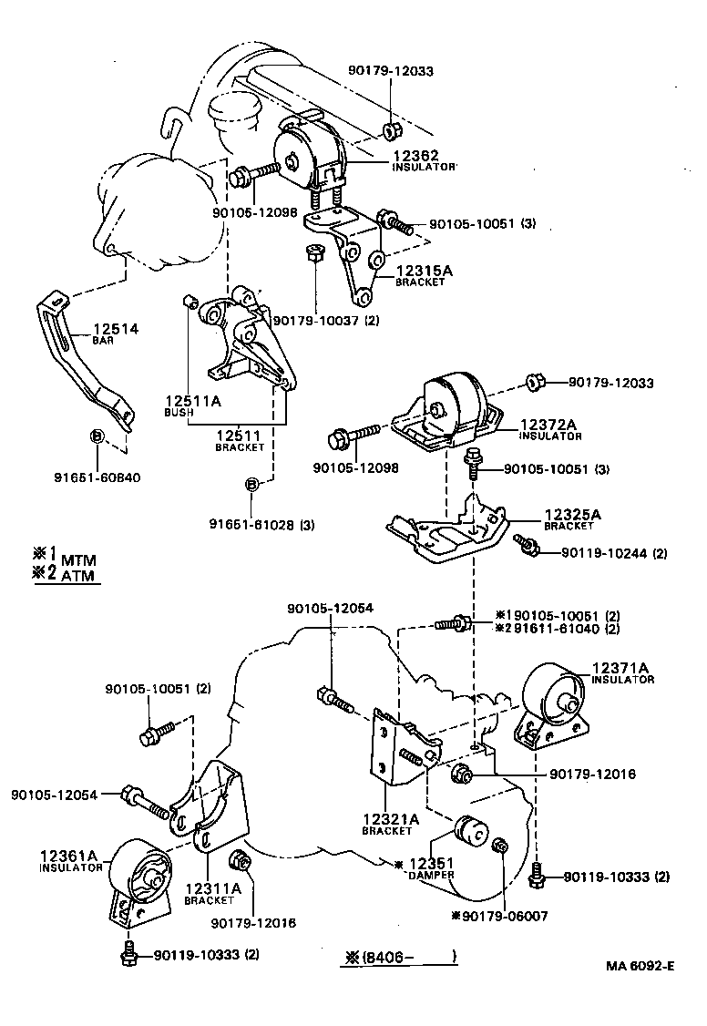 12361-64090 INSULATOR, ENGINE MOUNTING, FRONT(FOR TRANSVERSE ENGINE) product image