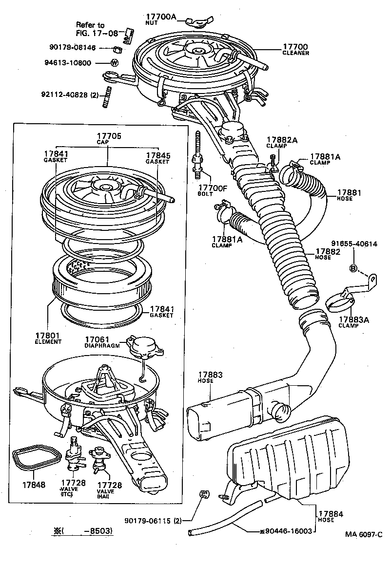 17341-64020 HOSE, AIR CLEANER, NO.1 product image