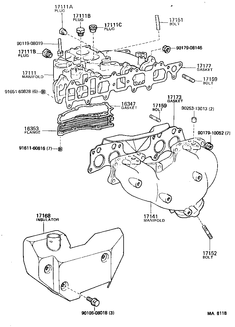 17172-32020 GASKET, MANIFOLD TO CYLINDER HEAD product image