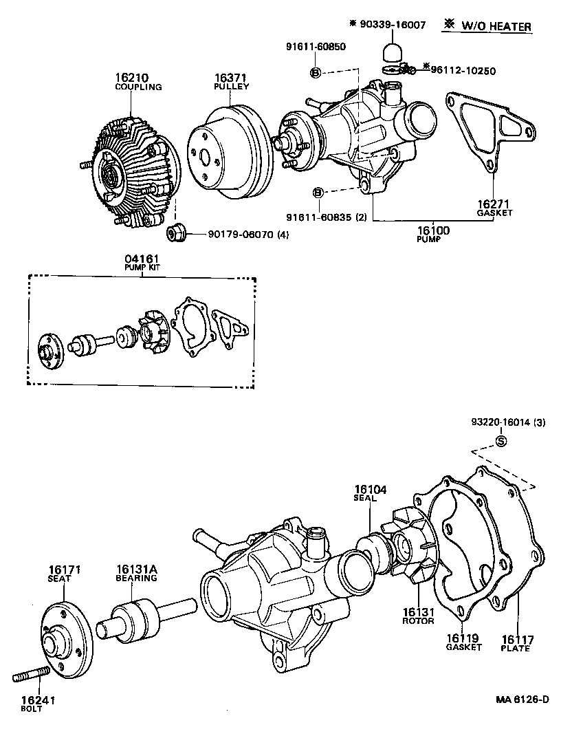 16100-19076 PUMP ASSY, ENGINE WATER product image