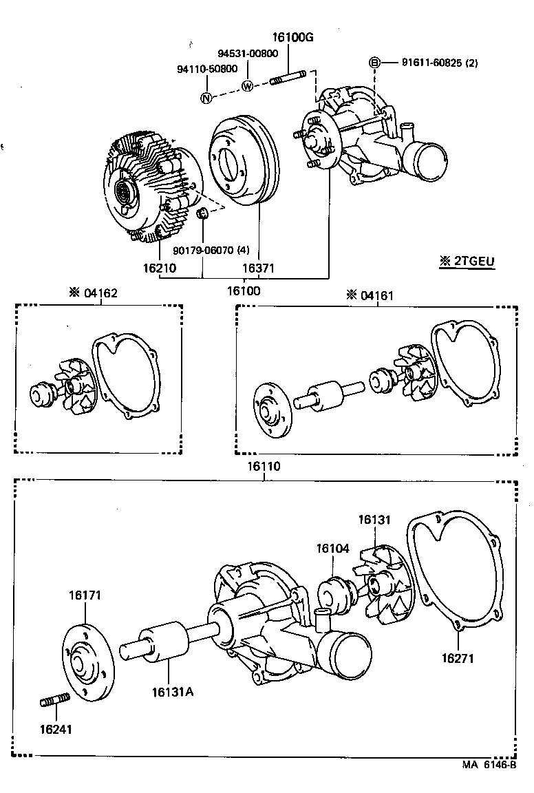 16100-88280 PUMP ASSY, WATER, W/O COUPLING product image
