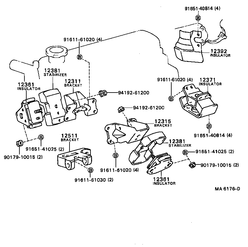 12361-70031 INSULATOR, ENGINE MOUNTING, FRONT product image