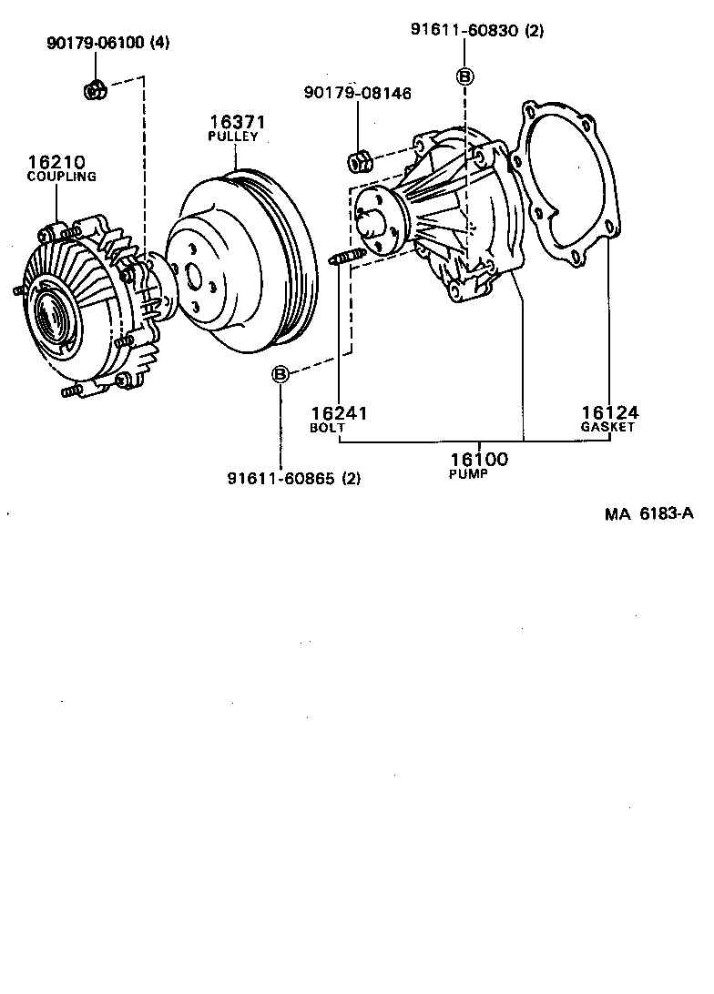 Toyota 16100-79036 PUMP ASSY, ENGINE WATER