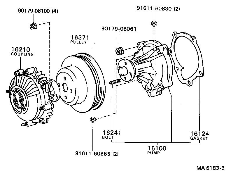 Toyota 16193-71010 BOLT, STUD(FOR WATER PUMP COUPLING)