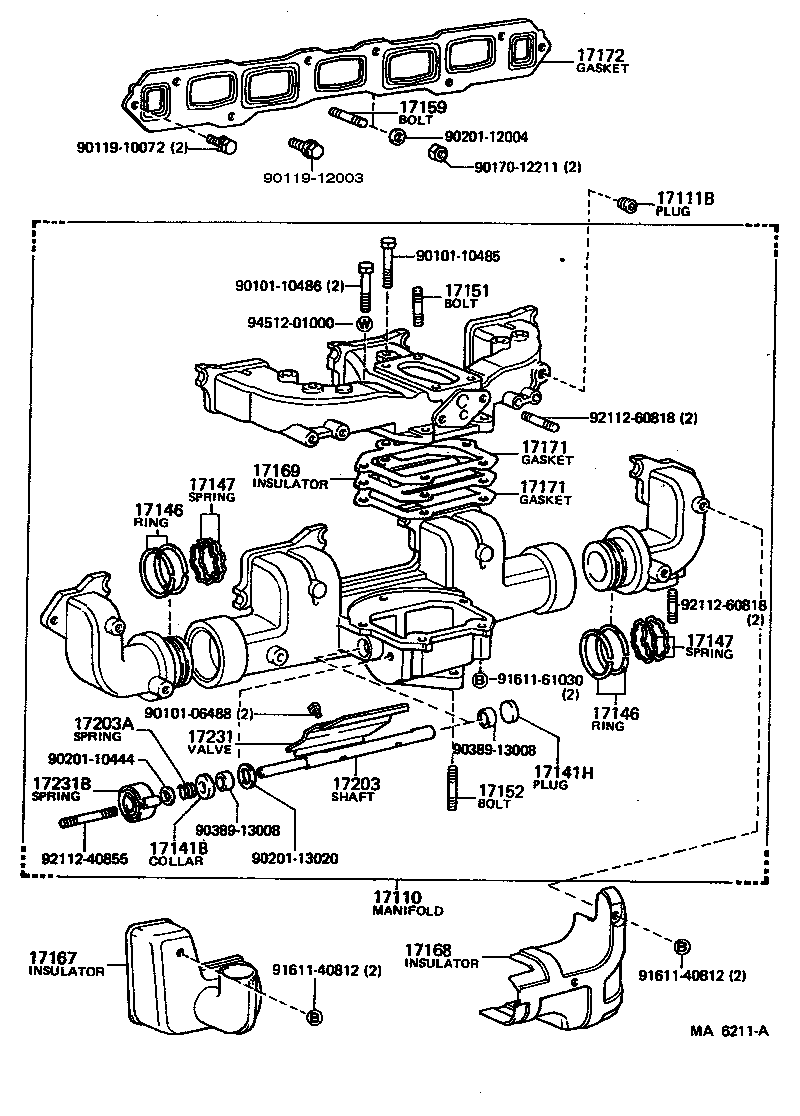 Toyota 17173-58010 GASKET, EXHAUST MANIFOLD TO HEAD