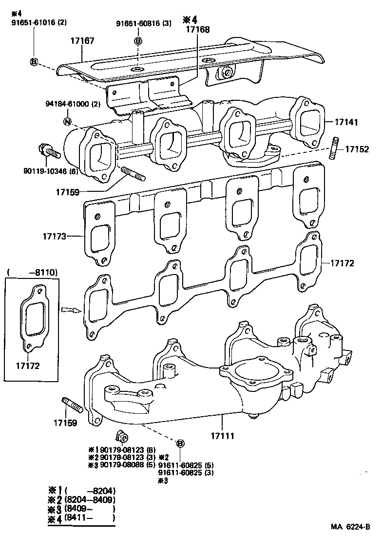 Toyota 17168-68021 INSULATOR, EXHAUST MANIFOLD HEAT, NO.2