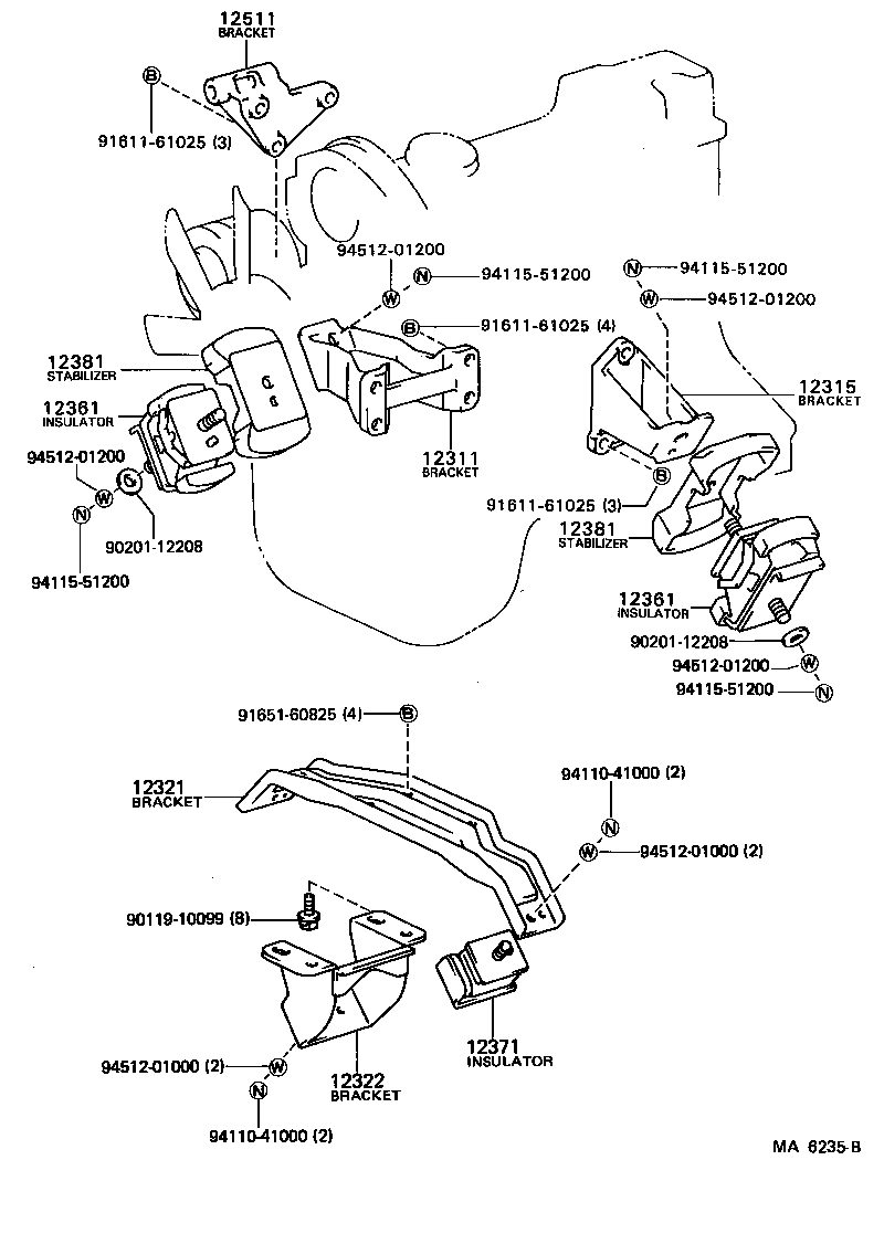 12303-18020 BRACKET, ENGINE MOUNTING, REAR, NO.1 product image