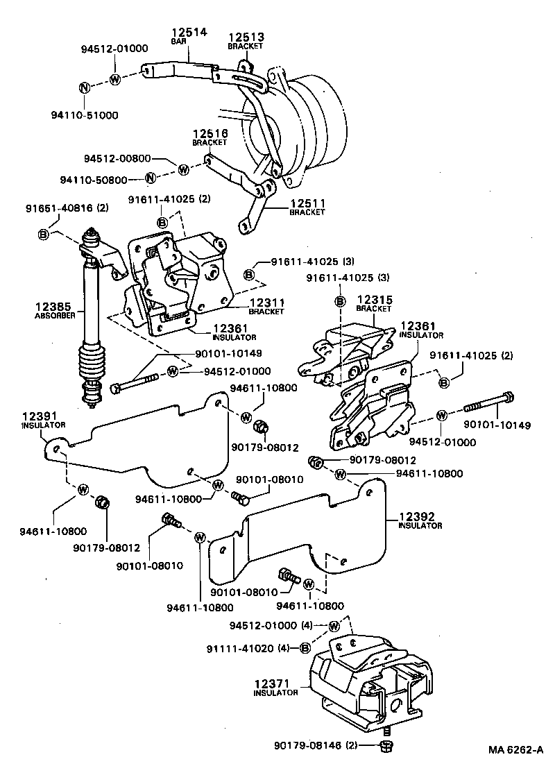 12307-52010 ABSORBER, ENGINE MOUNTING, NO.1 product image