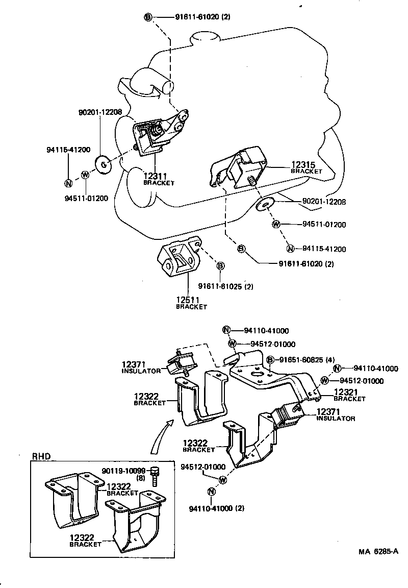 12303-18020 BRACKET, ENGINE MOUNTING, REAR, NO.1 product image