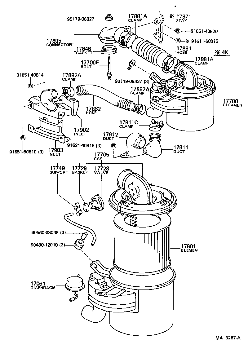 17761-95707 DUCT, COOL AIR INTAKE, NO.1 product image