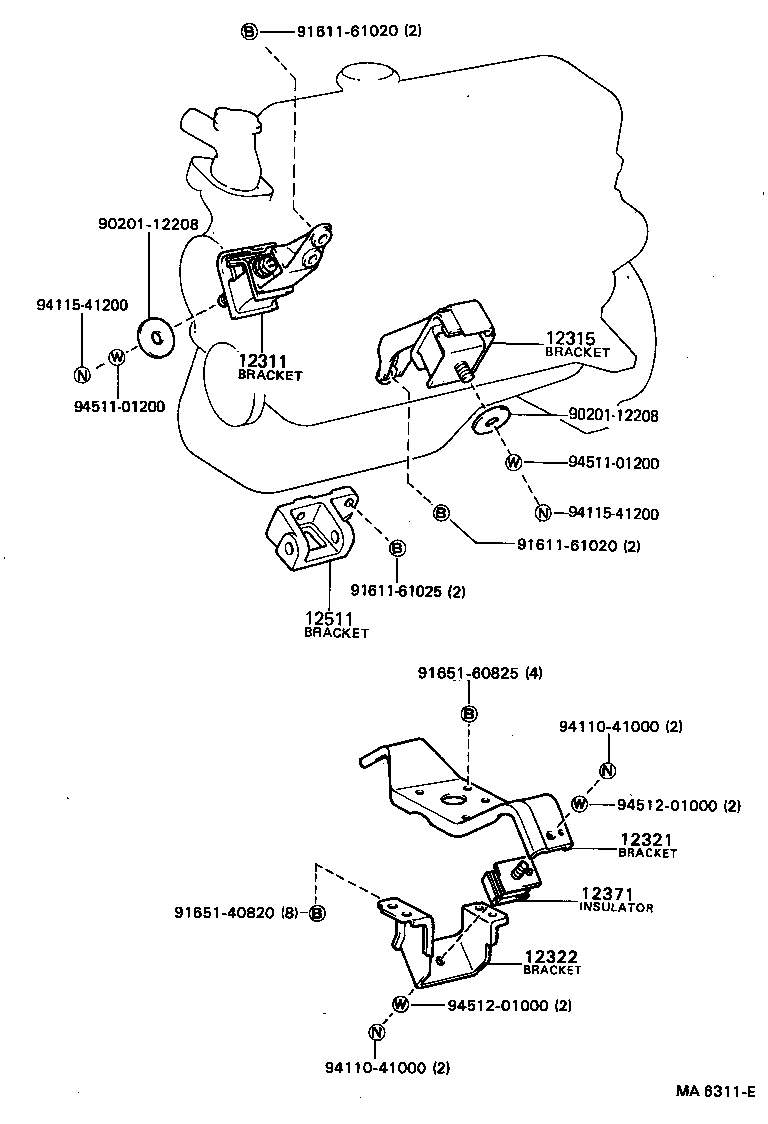 12321-13030 BRACKET, ENGINE MOUNTING, REAR, NO.1 product image