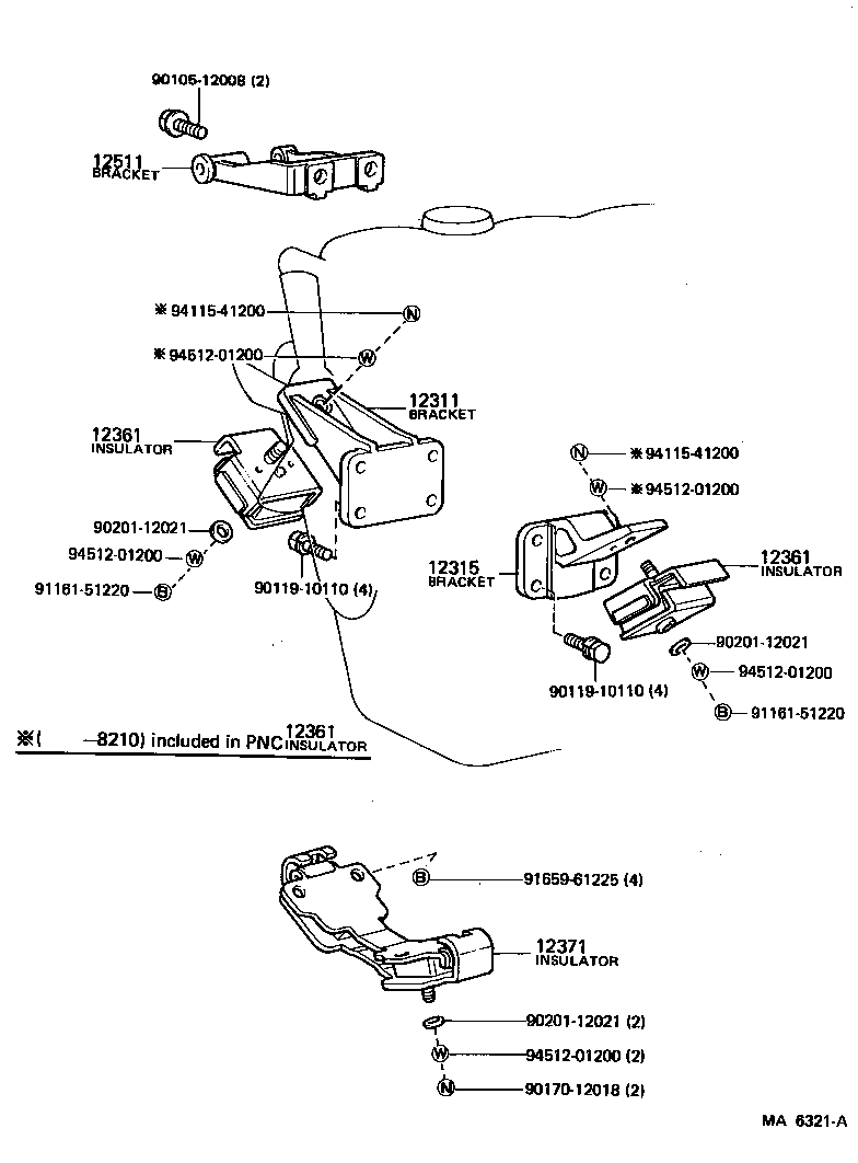Toyota 12301-61014 BRACKET, ENGINE MOUNTING, FRONT NO.1 RH