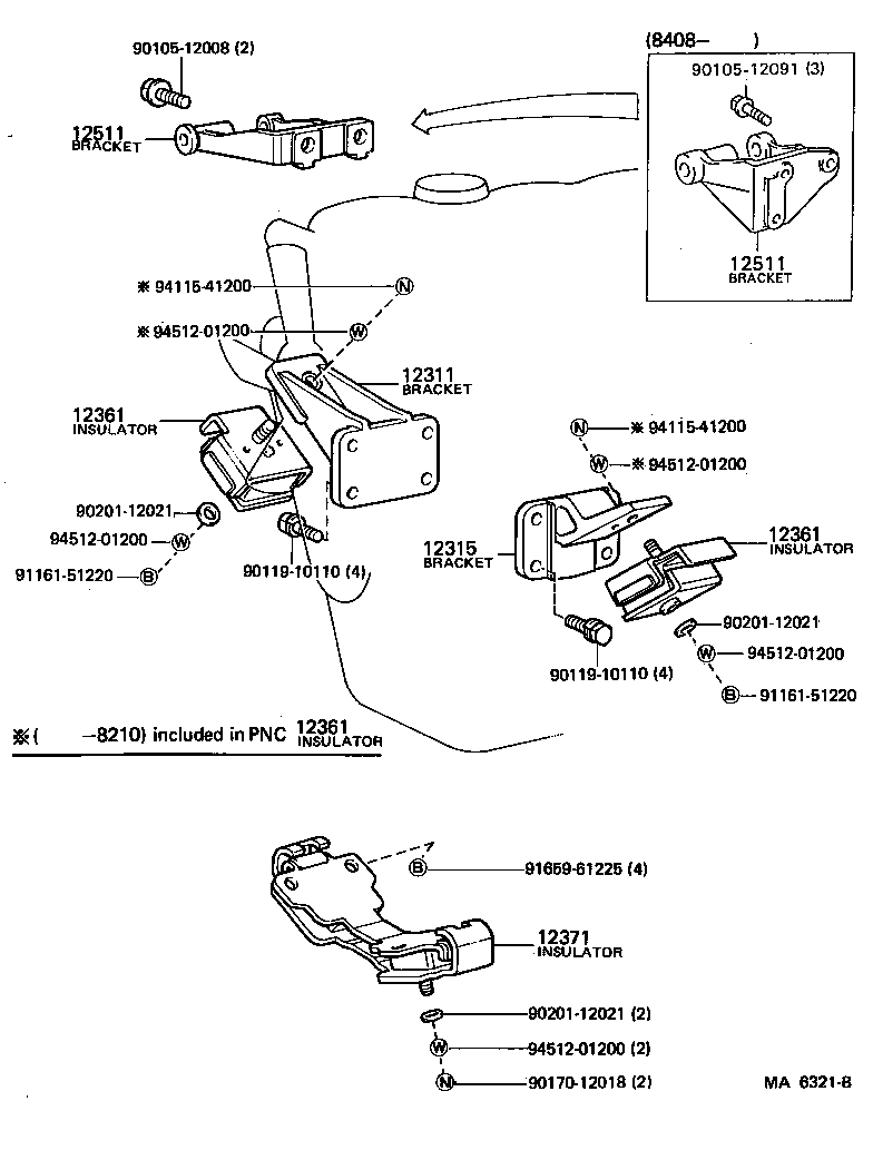 Toyota 12361-59035 INSULATOR, ENGINE MOUNTING, FRONT