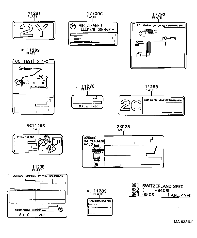 17792-72060 PLATE, ENGINE VACUUM HOSE INFORMATION product image