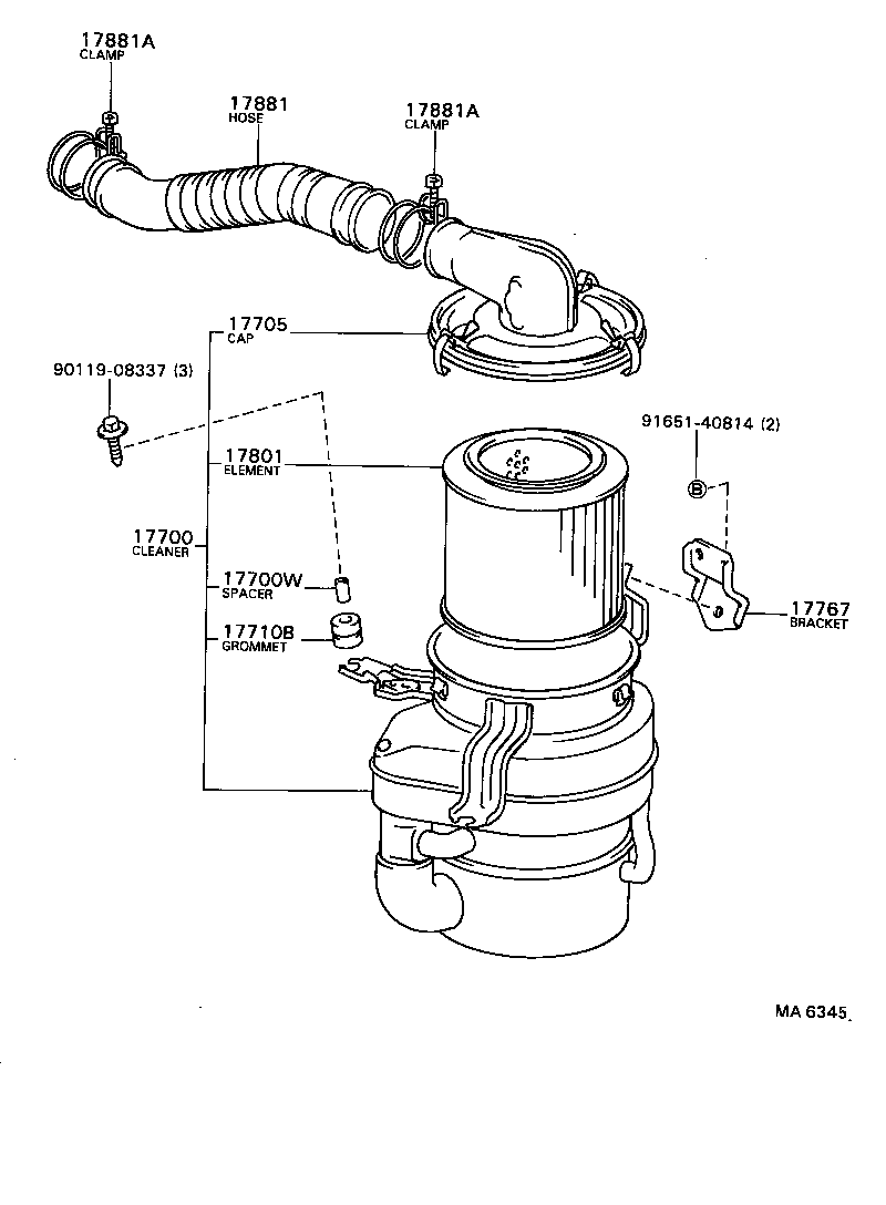 17705-64020 CAP SUB-ASSY, AIR CLEANER product image