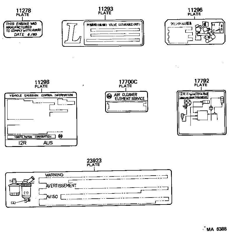 23923-54040 PLATE, FUEL SEDIMENTER CAUTION product image