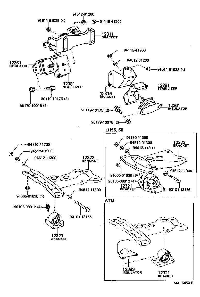 12303-24010 BRACKET, ENGINE MOUNTING, REAR, NO.1 product image