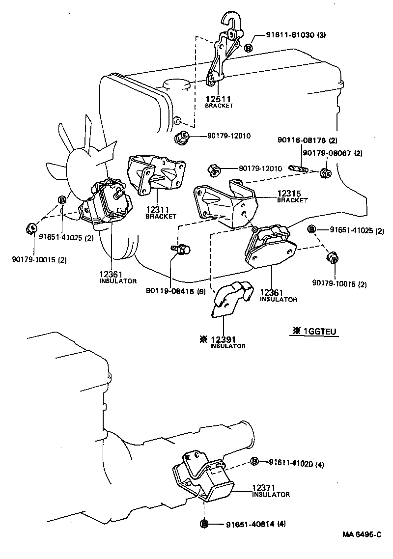 12361-70031 INSULATOR, ENGINE MOUNTING, FRONT product image