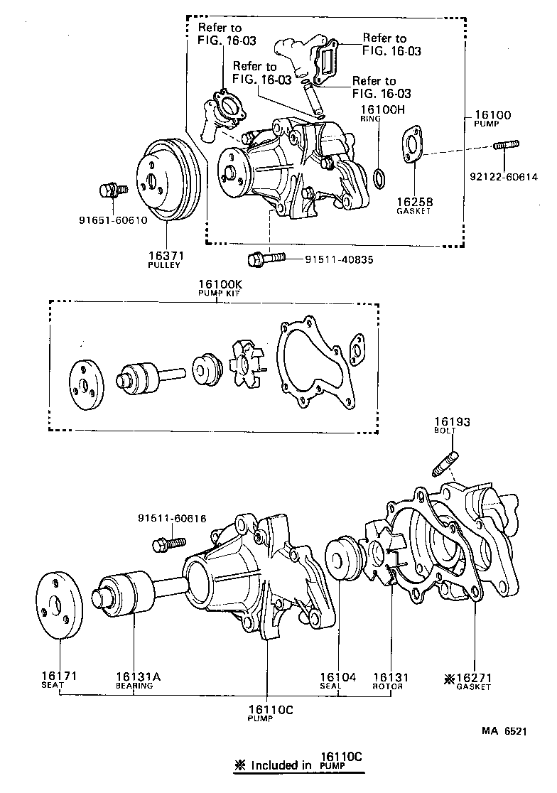 16100-19065 PUMP ASSY, ENGINE WATER product image