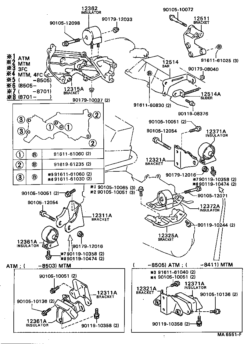 12372-15030 INSULATOR, ENGINE MOUNTING, LH(FOR TRANSVERSE ENGINE) product image