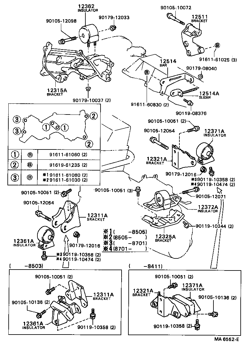 12361-11030 INSULATOR, ENGINE MOUNTING, FRONT(FOR TRANSVERSE ENGINE) product image