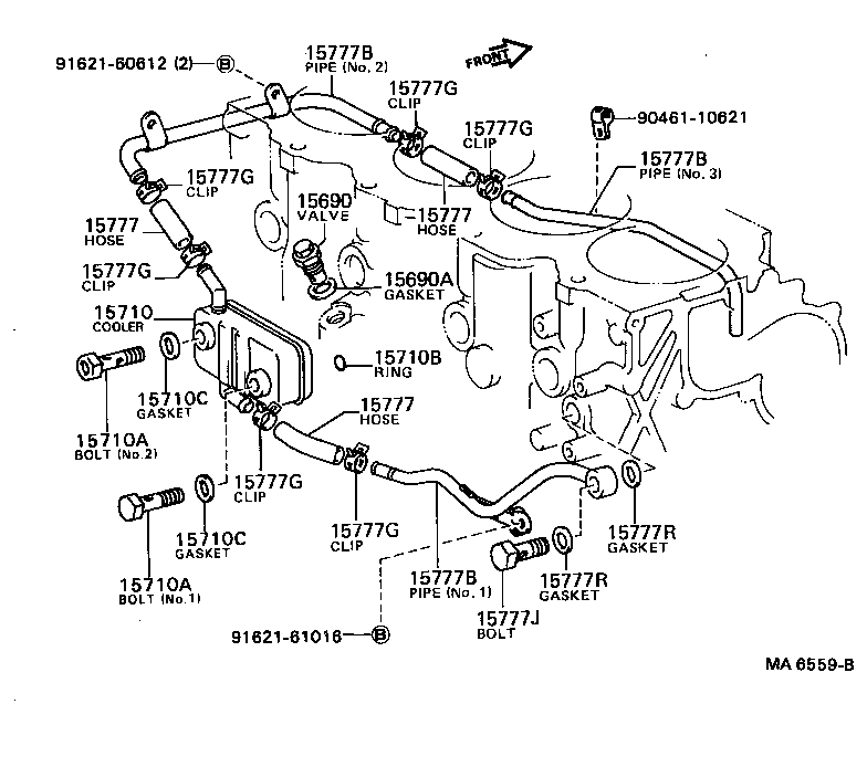 Toyota 15768-64030 PIPE, OIL COOLER