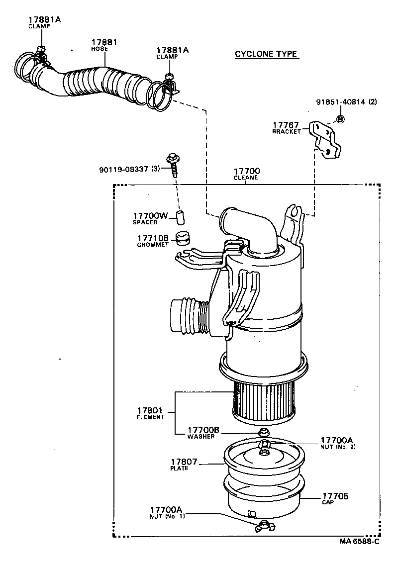 17705-64020 CAP SUB-ASSY, AIR CLEANER product image