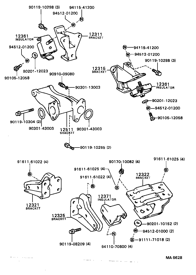 12361-56040 INSULATOR, ENGINE MOUNTING, FRONT product image