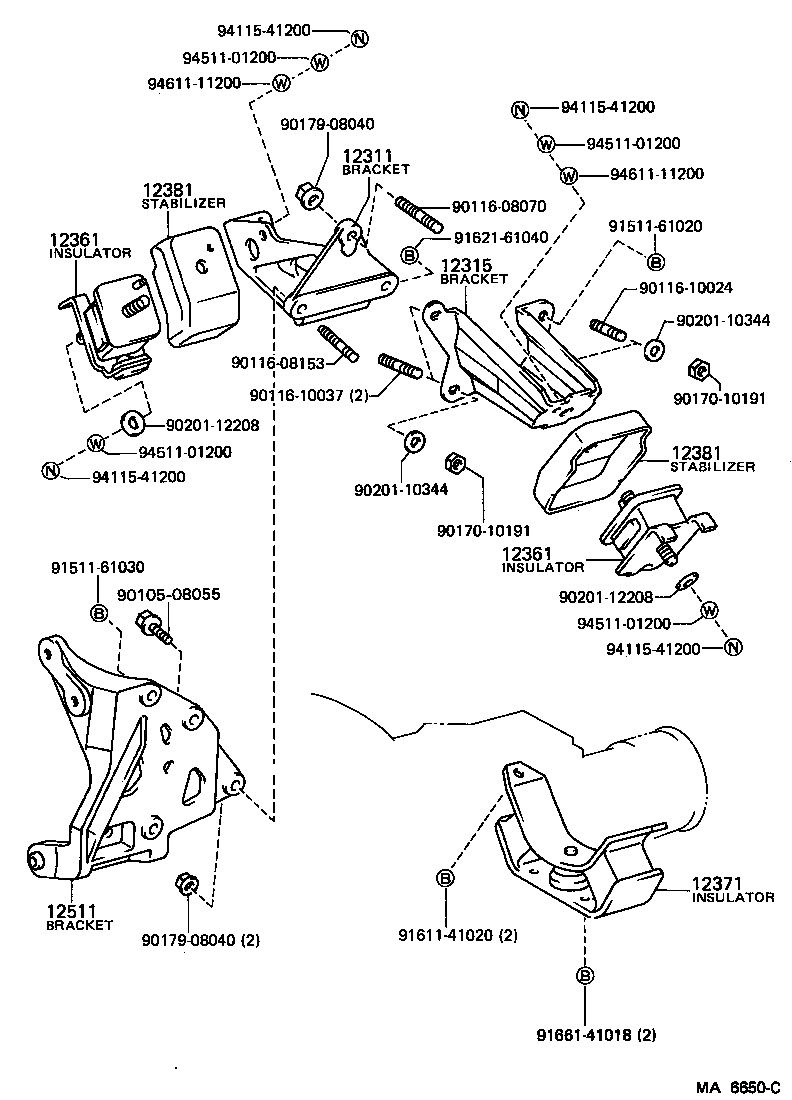 12315-88301 BRACKET, ENGINE MOUNTING, FRONT NO.1 LH product image
