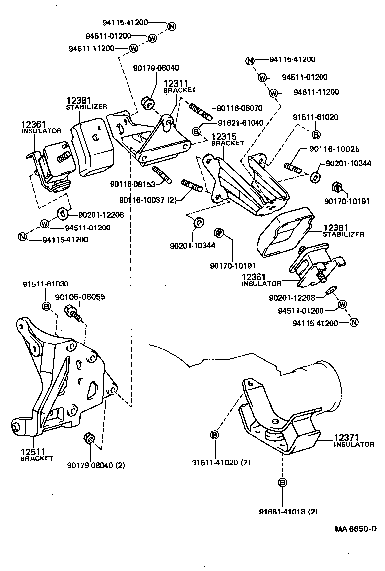 Toyota 12311-15090 BRACKET, ENGINE MOUNTING, FRONT NO.1 RH