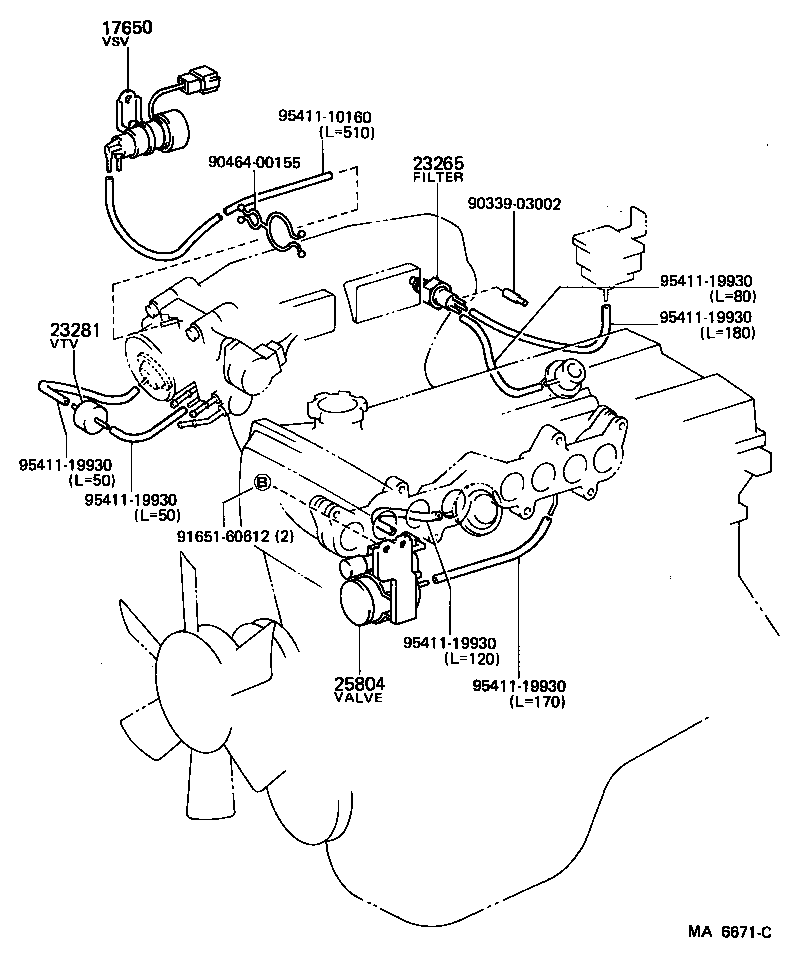 89570-12251 VALVE ASSY, VACUUM SWITCHING product image