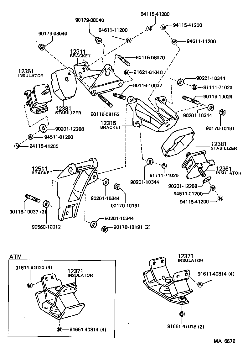 12511-16010 BRACKET, ALTERNATOR, NO.1 product image