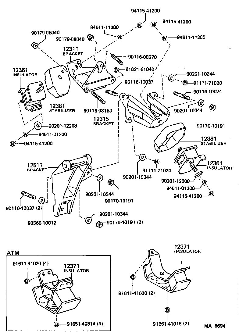 12301-13020 BRACKET, ENGINE MOUNTING, FRONT NO.1 RH product image